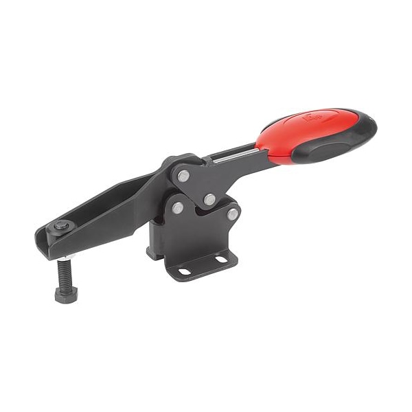 Horizontal Toggle Clamps w. Safety Lock w. flat foot and adj. spindle